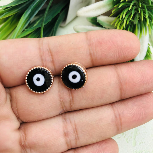 LARQ JEWELS Evil's Eye Black Stainless Steel Stud Earring