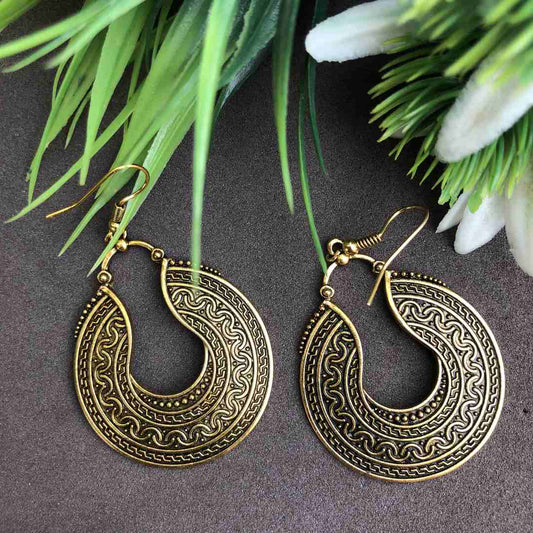 LARQ JEWELS Gold Tone Brass hollow designer earring