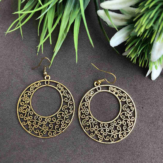 LARQ JEWELS Concentric circle hollow patterned brass earring