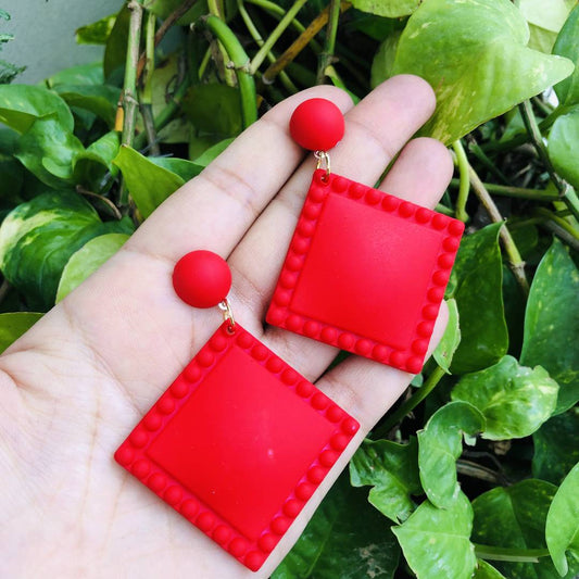 LARQ JEWELS Acrylic Design Handmade Beautiful stylish pop earring red