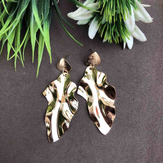 LARQ JEWELS Sheet metal leaf western elegant party drop earrings