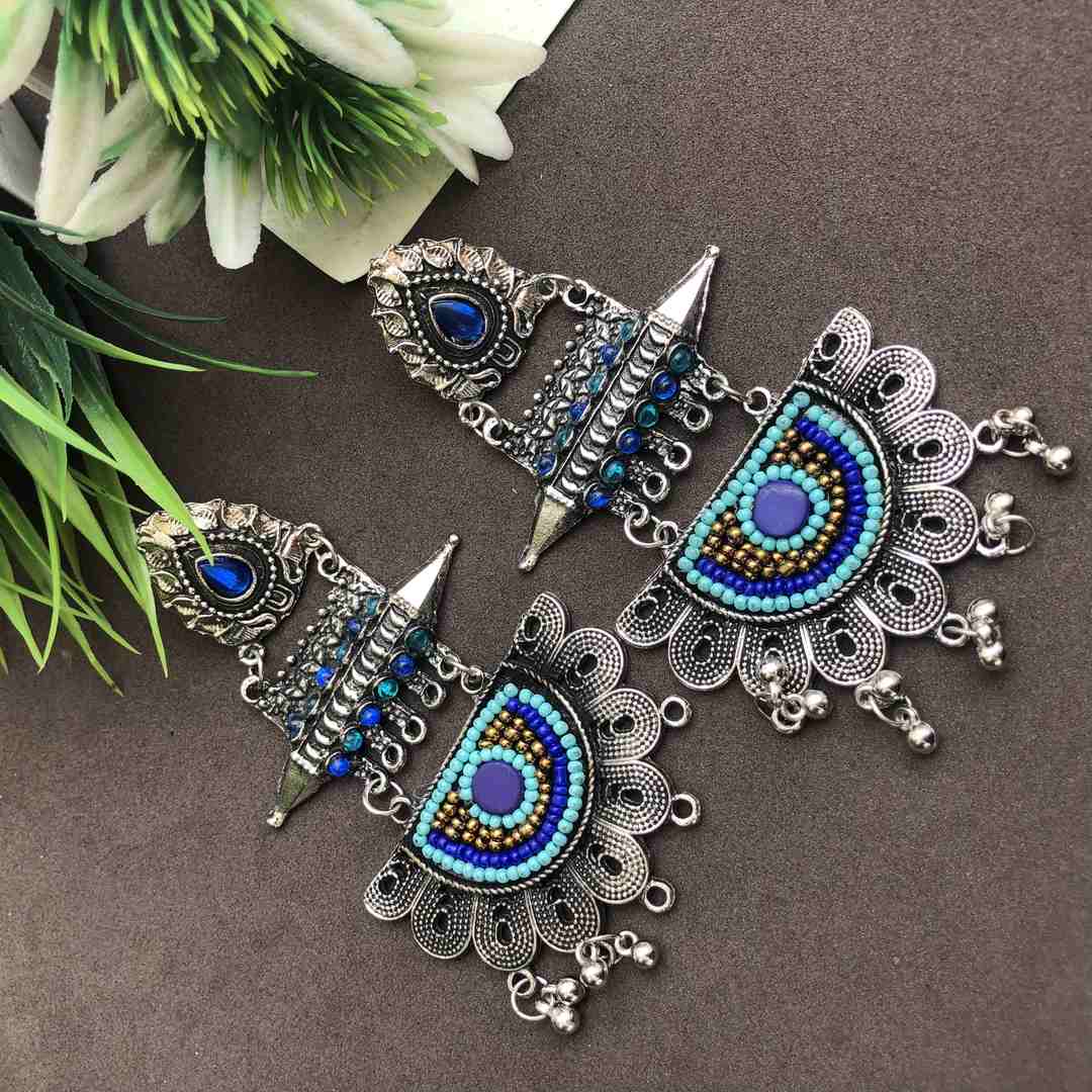 Handmade Embroidery Boho Afghani Earrings