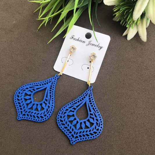 LARQ JEWELS Two ways Wooden Lightweight Earrings blue