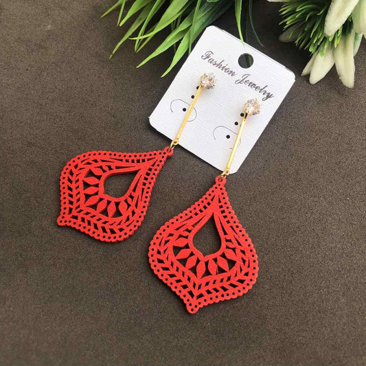 LARQ JEWELS Two ways Wooden Lightweight Earrings red