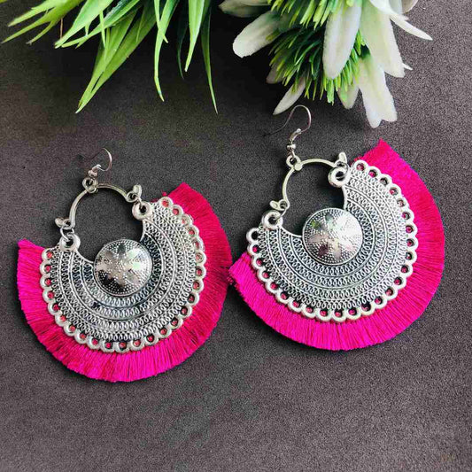 LARQ JEWELS Oxidized Silver Earrings pink