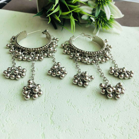 LARQ JEWELS Mystic Oxidized Silver Ghunghroo Jhumki Earrings