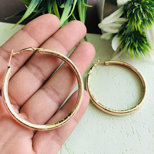 LARQ JEWELS Stainless Steel Curb Chain Hoop Earrings for Women GOLDEN