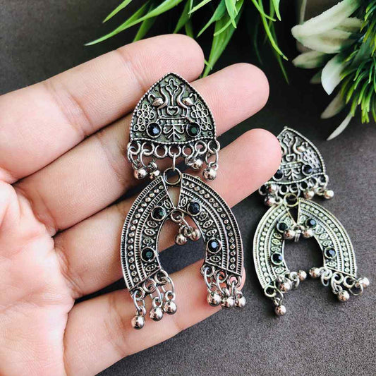 LARQ JEWELS Mandala Embellished black stone Drop Earrings