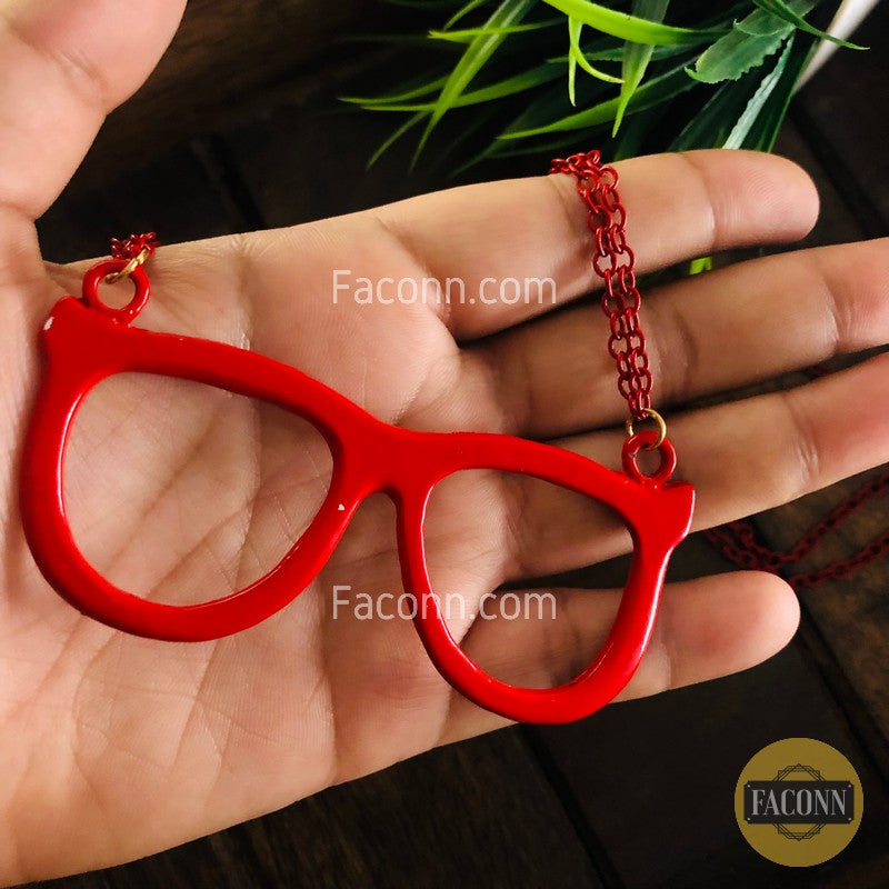 LARQ JEWELS Fashionable Trendy Metal Red Specs Necklace