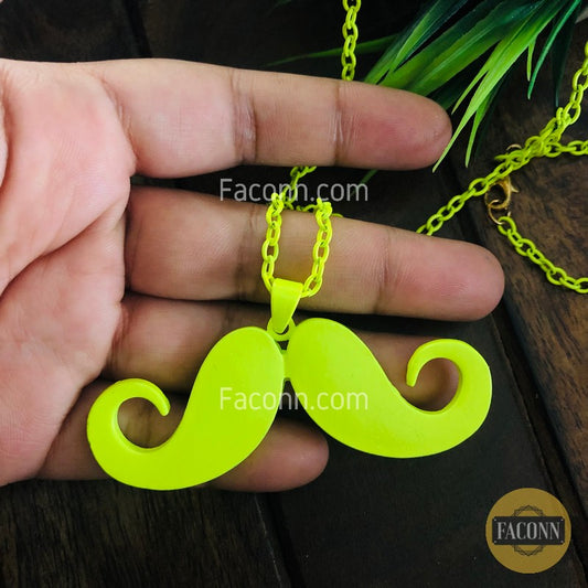LARQ JEWELS Neon green Bib Mustache Statement Chain