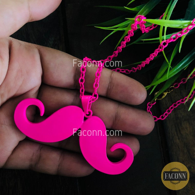 LARQ JEWELS Pink Bib Mustache Statement Chain