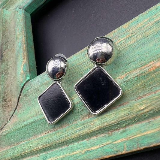 Midnight Square Onyx Stud Earrings