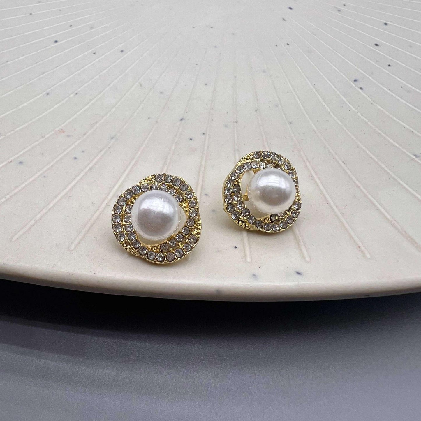 Golden Radiance Pearl Drop Stud Earrings