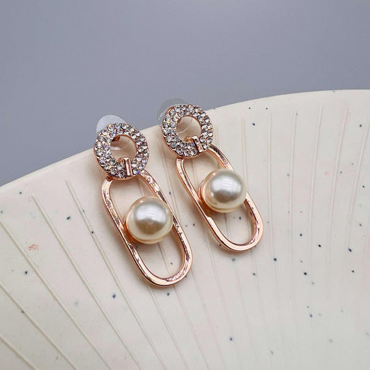 Luxe Pearlstone Rosegold Earrings