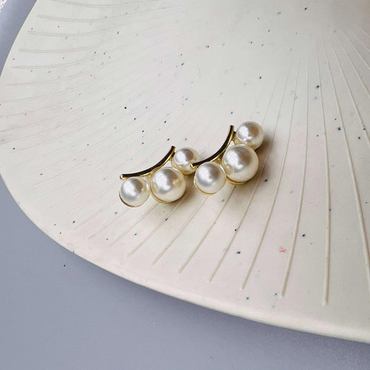 Serene Pearl Orbits Stud Korean Earrings