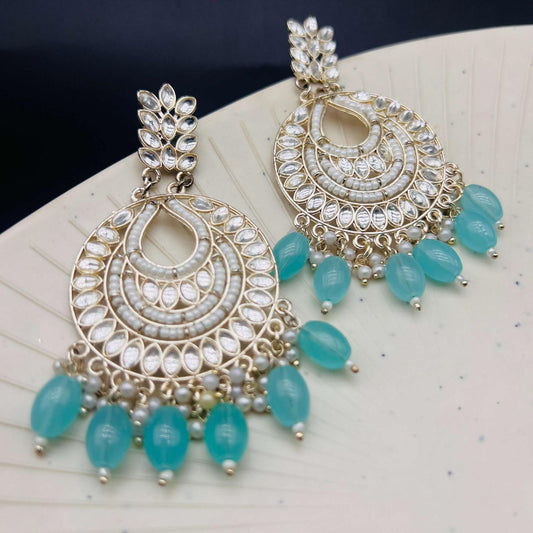 Artisan Kundan Traditional Fusion Earrings Blue