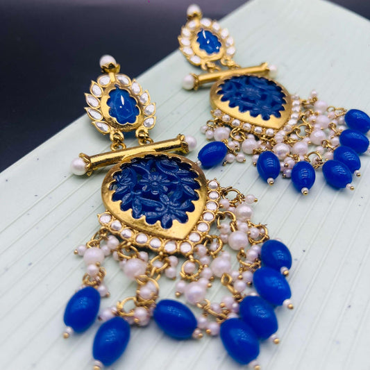 Jharokha Statement Royal Blue Earrings