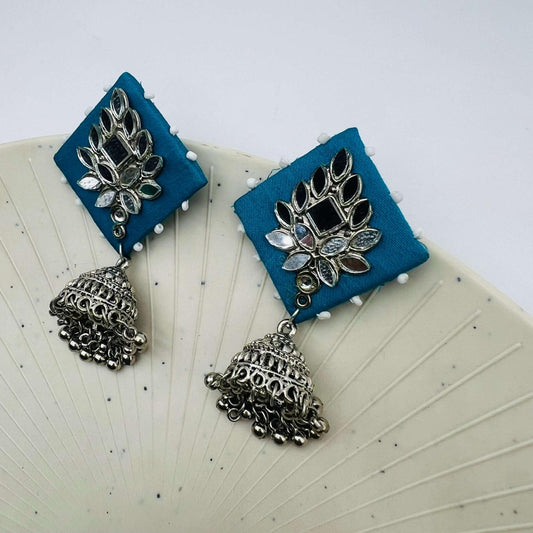 Hand crafted Mirror Fabric Ethnic Earrings