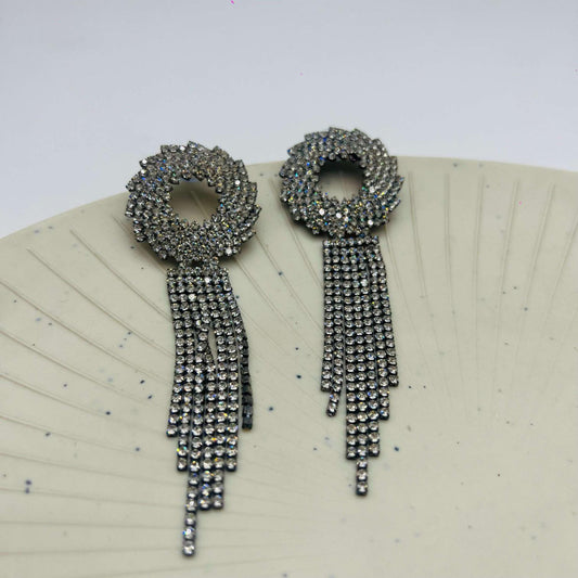 Silver Plated Rhinestone Party wear Dangler Earrings