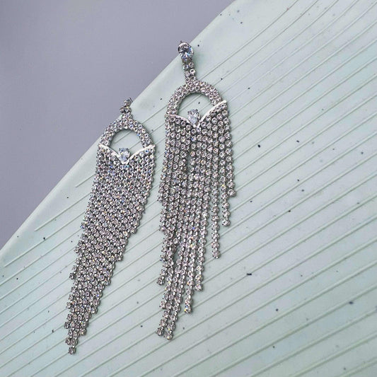 Diamond Dive Rhinestone Dangler Earrings