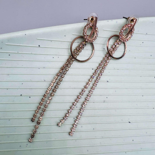 Liquid Gold Luster Rhinestone Earrings