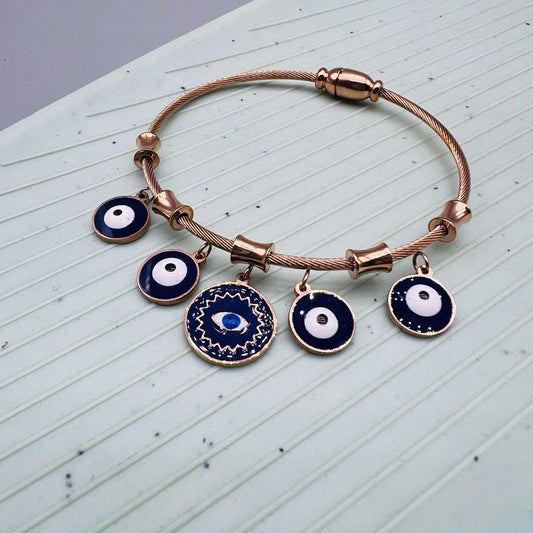 Gold Plated Rhinestone Evil Eye Anti tarnish Adjustable Bracelet