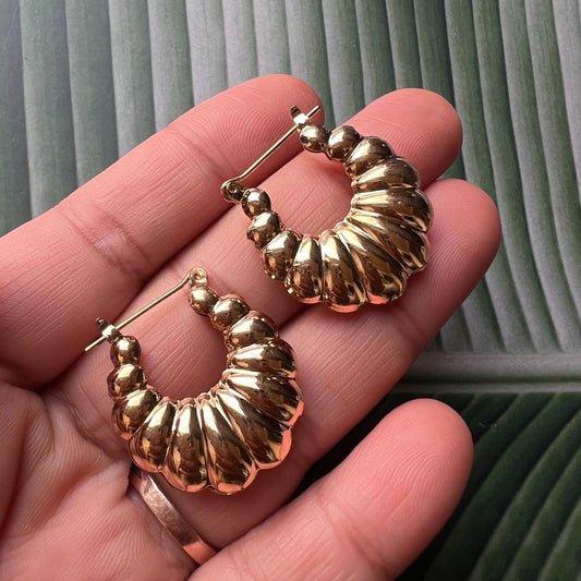 Korean new fashion cross shell flower earrings