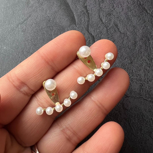 Golden Pearl Stud Korean Earrings