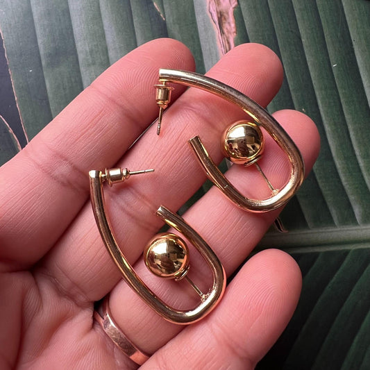 Trendy Korean Loop Golden Earrings