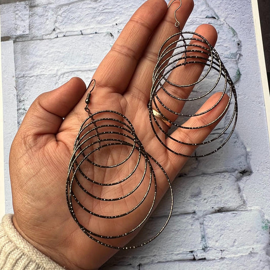 Black Multiple Spiral Earrings