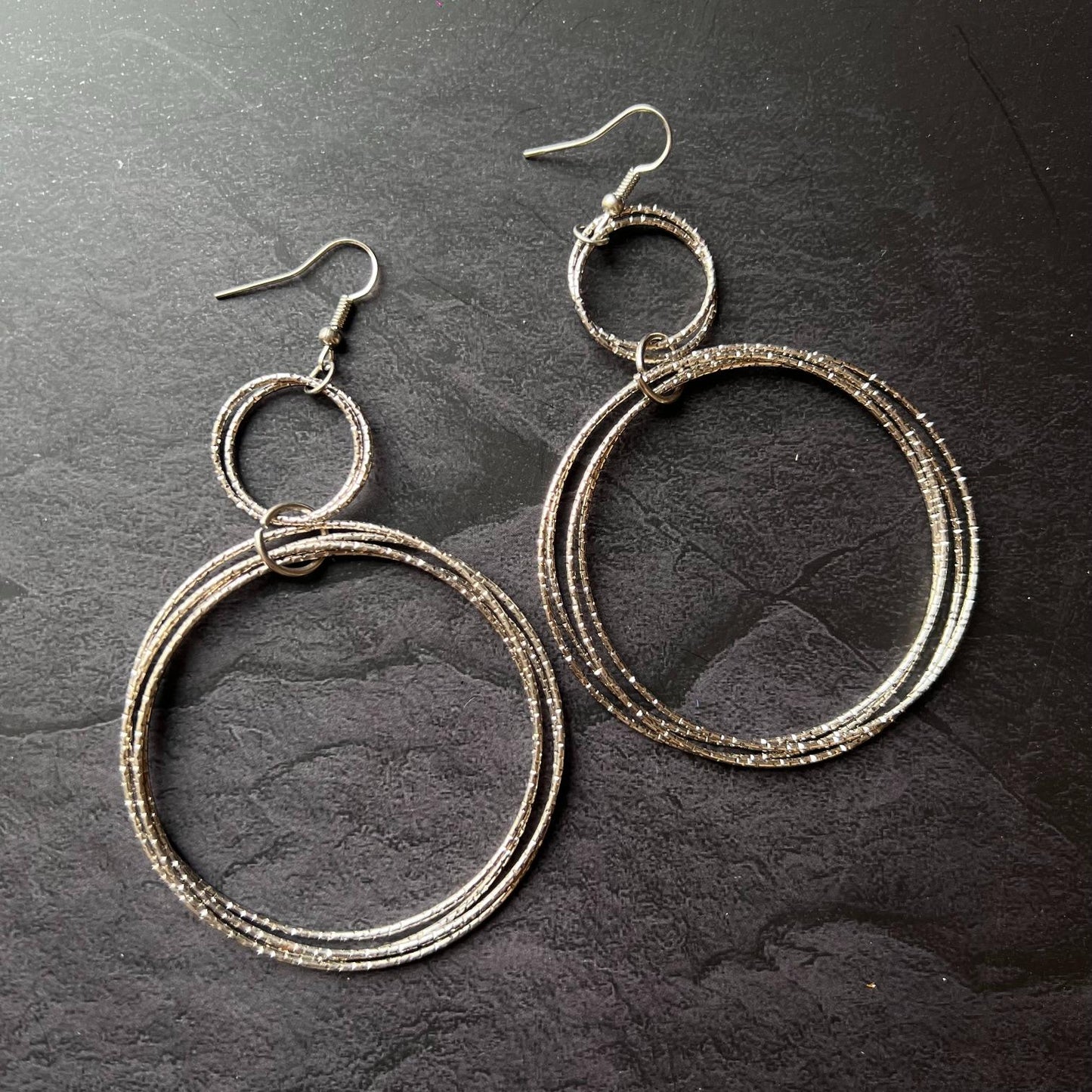 Multiple Silver Cirular Earrings