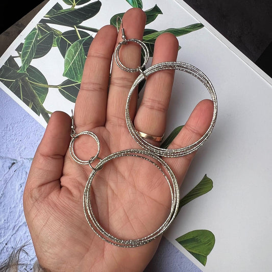 Multiple Silver Cirular Earrings