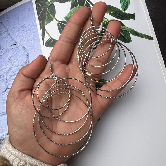 Silver Multiple Layer Spiral Earrings