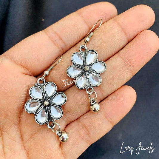 LARQ JEWELS Indian Oxidized Silver Multiline Necklace Set