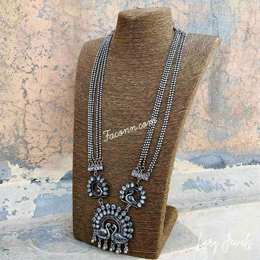 LARQ JEWELS Antique German Silve Tribal Boho Peacock Necklace Set