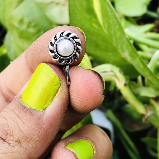 LARQ JEWELS Oxidised Silver Tribal Nose Pin, Clip On Nose Ring