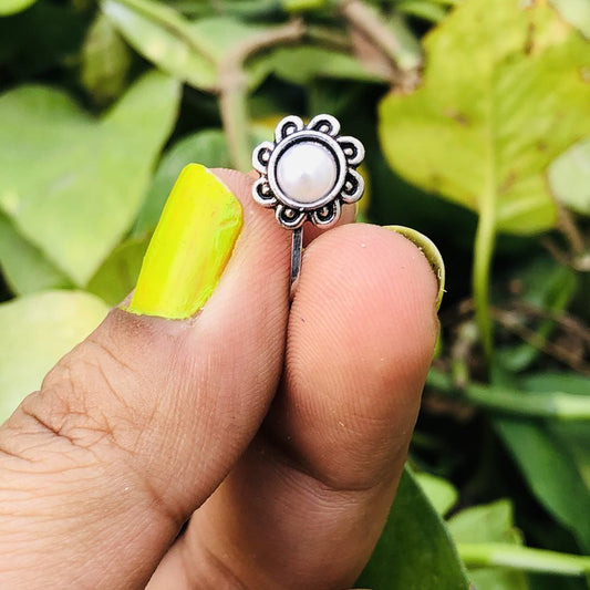 LARQ JEWELS Beautiful Traditional Designs Silver Oxidized Finishing Nosepin