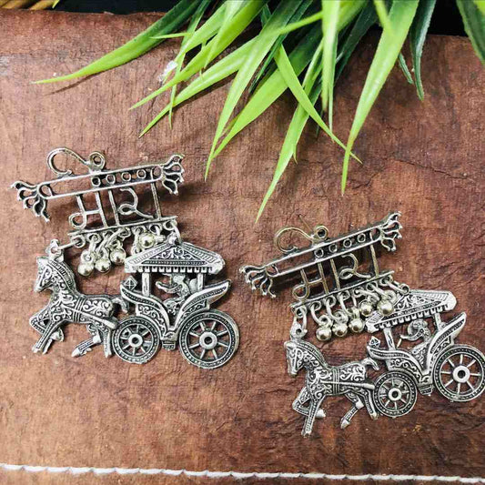 LARQ JEWELS German Oxidized Silver Unique Traditional Antique Meera Stud Earrings