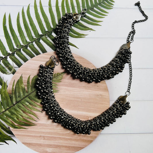 Multiple Gungroo Black Tone Payal- PAIR