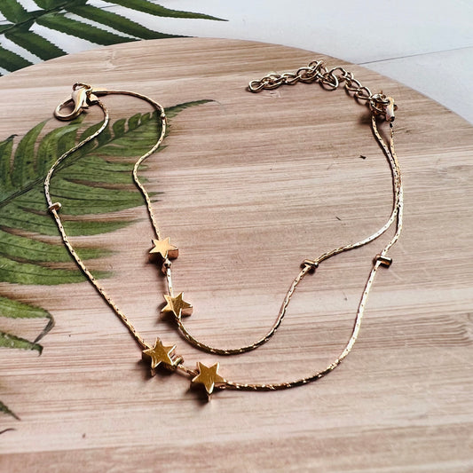 Multiple Star Golden Chain Anklet (pair)