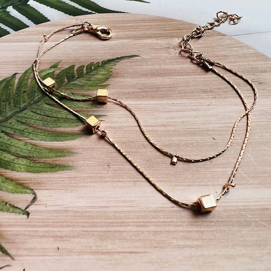 Multiple Cube Golden Chain Anklet (pair)