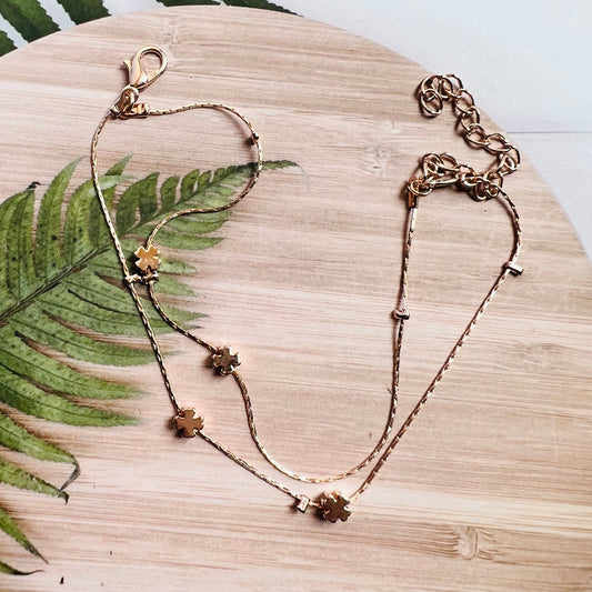 Multiple Floral Golden Chain Anklet-PAIR