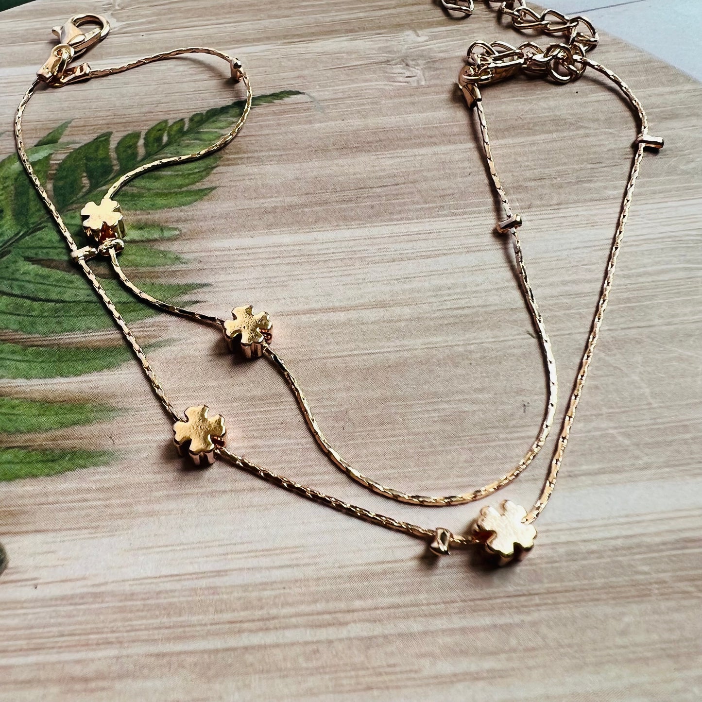 Multiple Floral Golden Chain Anklet-PAIR