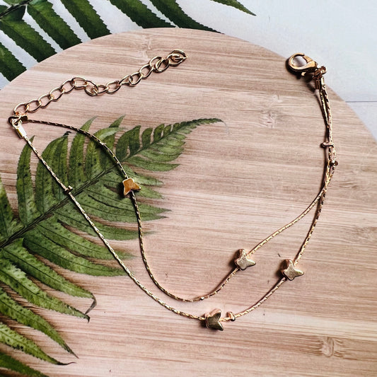 Cat Face Golden Chain Anklet-PAIR