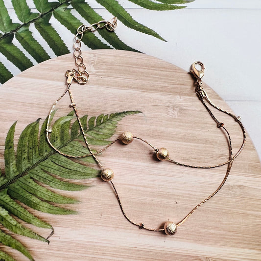 Multiple Ball Golden Chain Anklet-PAIR