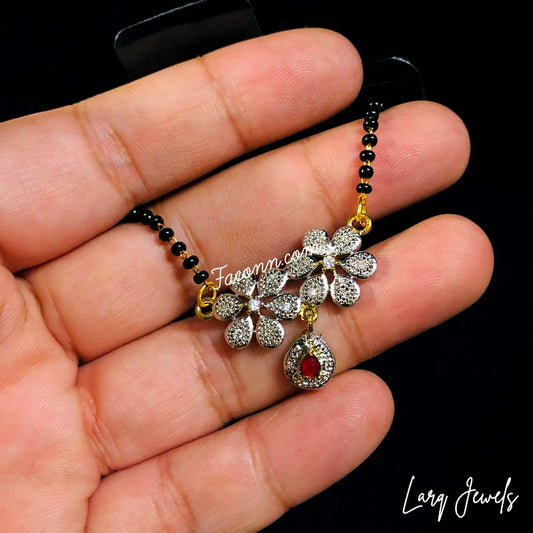 LARQ JEWELS Gold Plated American Diamond Alloy Mangalsutra