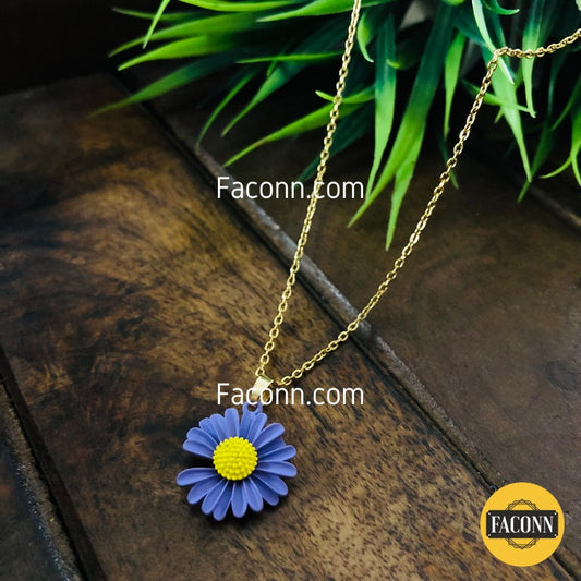 LARQ JEWELS Women Necklace Purple Daisy sunflower pendant