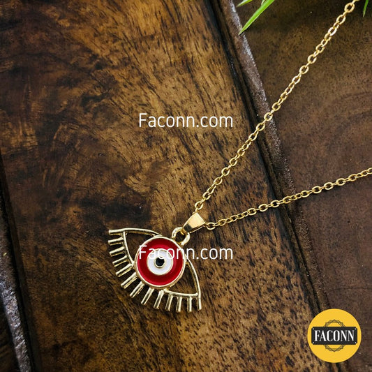 LARQ JEWELS Red Half Evil Eye Pendant