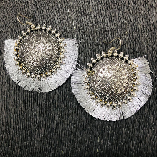LARQ JEWELS Party wear Wedding Eid Designer Oxidized Silver Thread Earrings