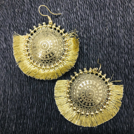 LARQ JEWELS Party wear Wedding Eid Designer Oxidized Silver Gold Plated Thread Earring